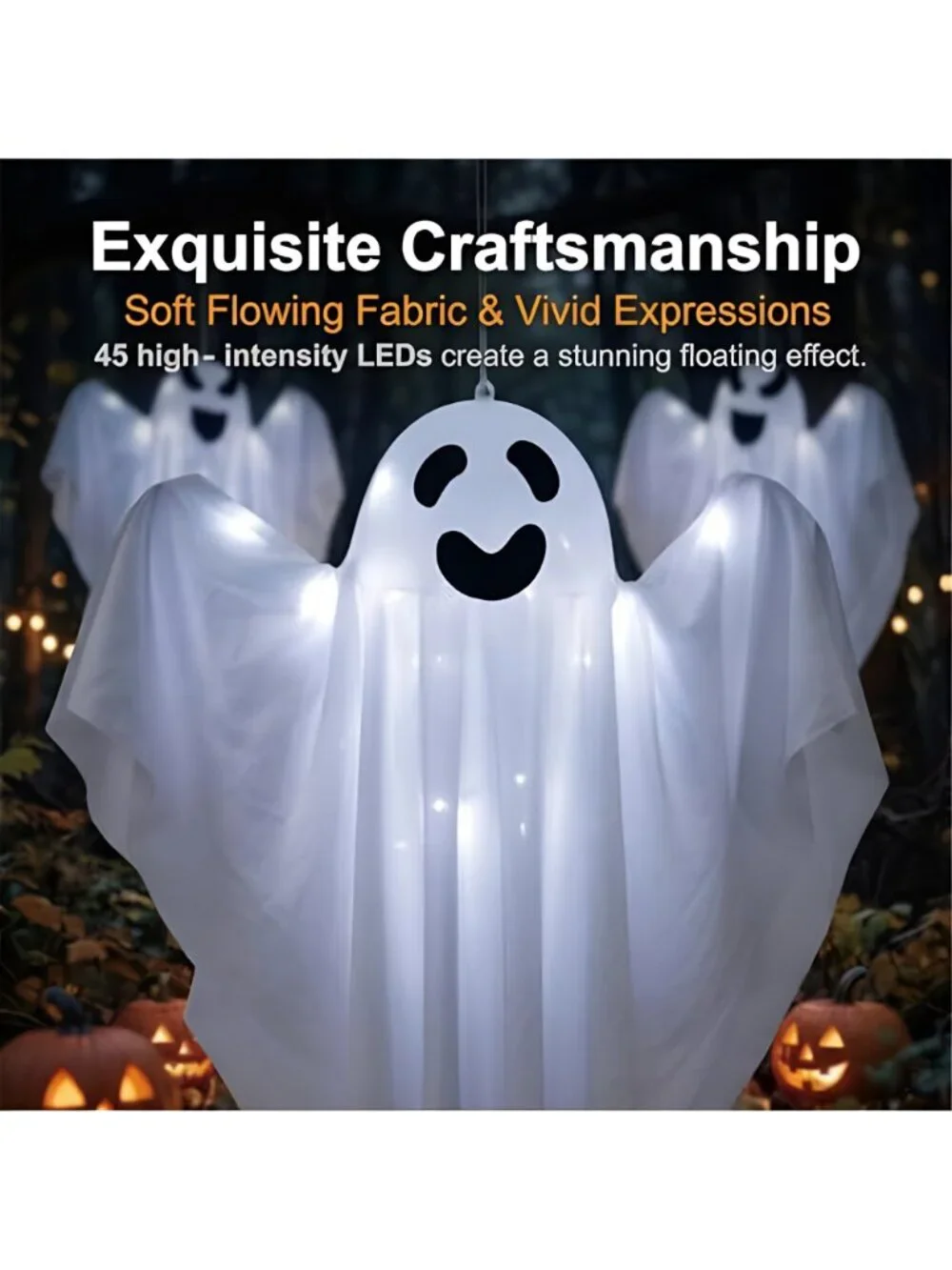 3 Packs Halloween Decorations Outdoor - Lighted Hanging Ghost